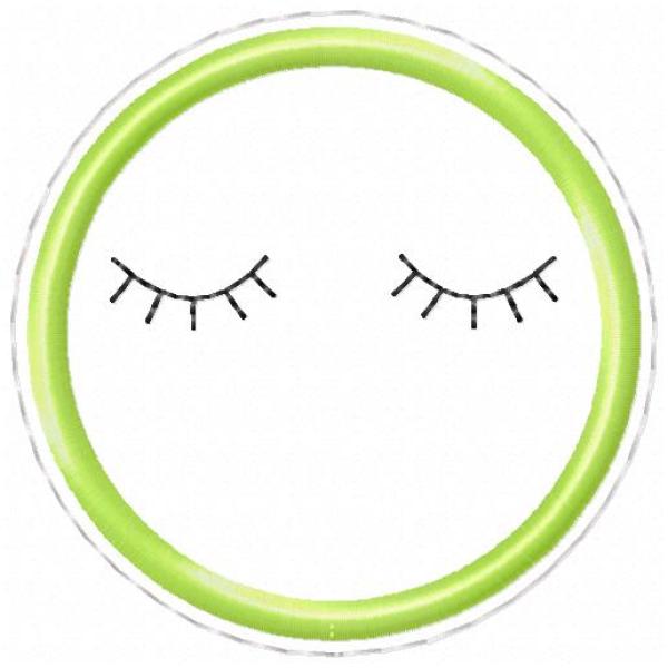 ITH-Stickdatei MugRug Untersetzer mit Wimpern Einzeldatei für 10x10 cm